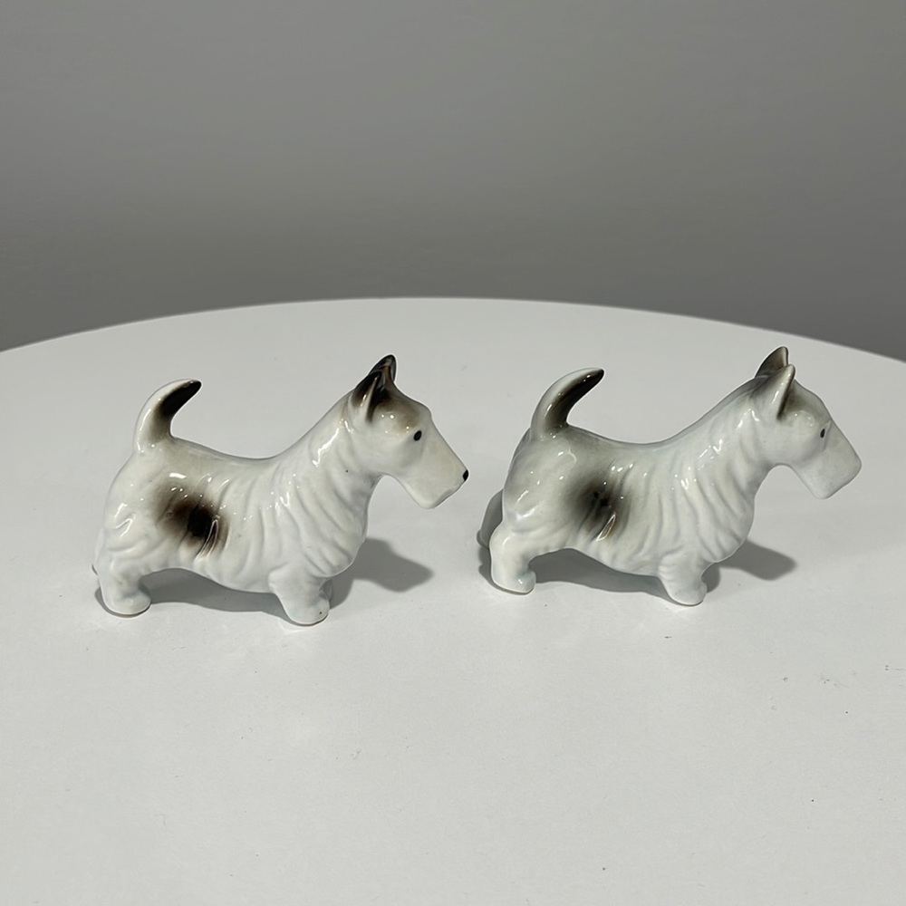 schnauzers porcelain dog figurines vintage collectible lot of 2